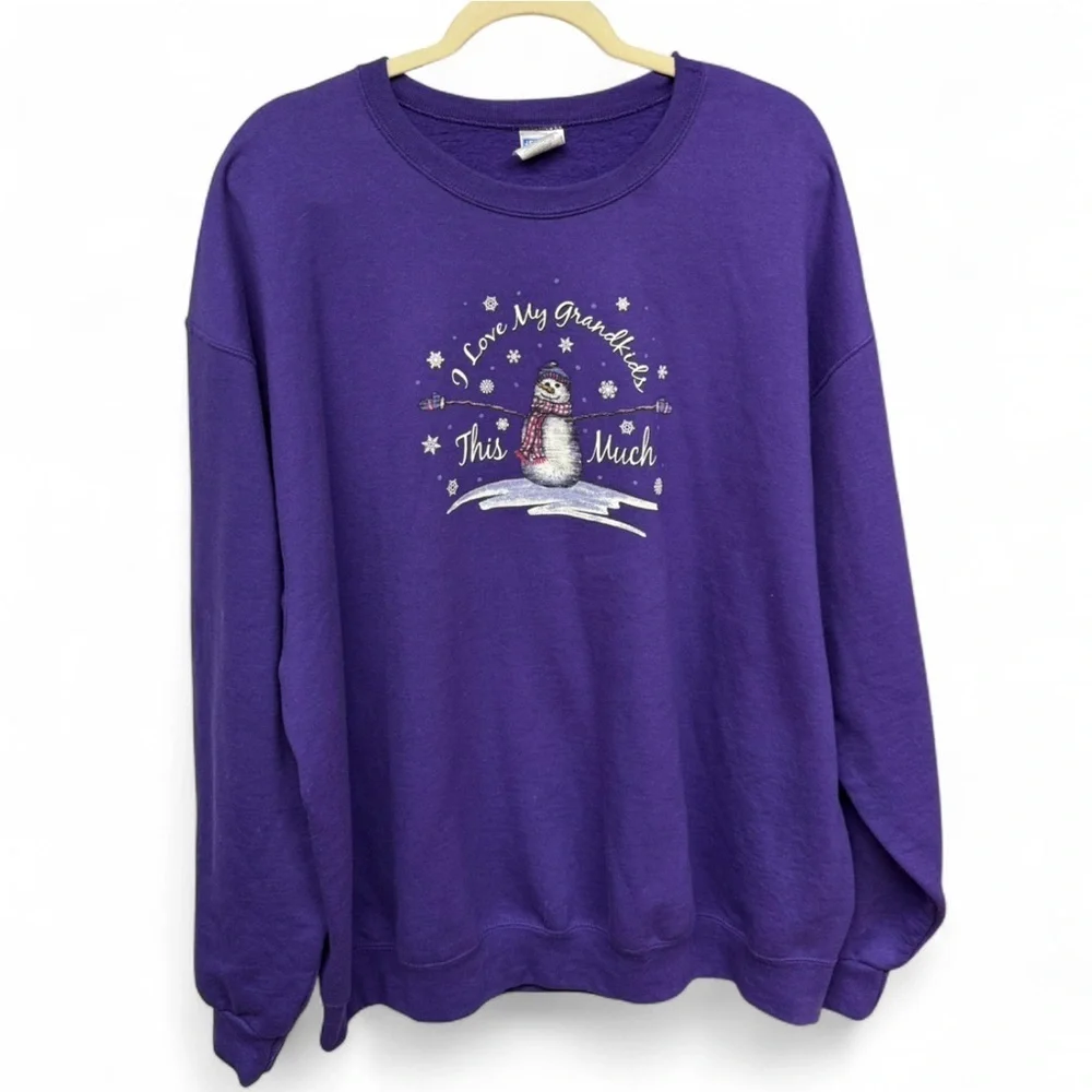 Jerzees Purple Snowman Graphic Women's Sweater
